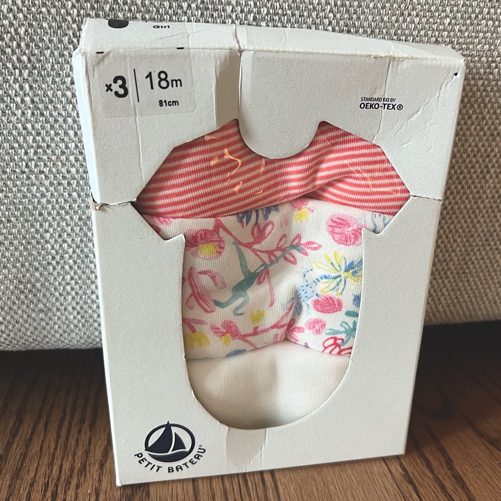 NEW Petit Bateau Onesies- 3 pack (bought in Paris)